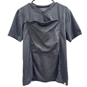 Lalabu Dad Shirt Short Sleeve Baby Wearing Tee Gray Postpartum Maternity Large